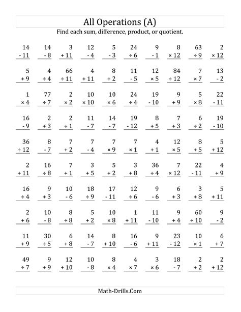 Multiplication Mixed Review Worksheets