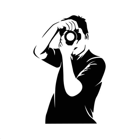 Photograph Silhouette People Use Camera Vector Illustration