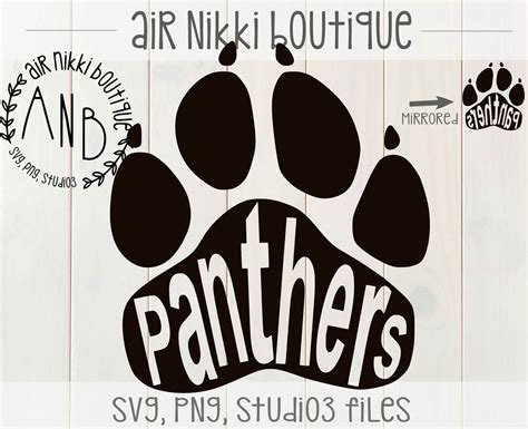 Panthers Paw Print Svg Png Dxf Studio3 Mirrored Png Files Etsy