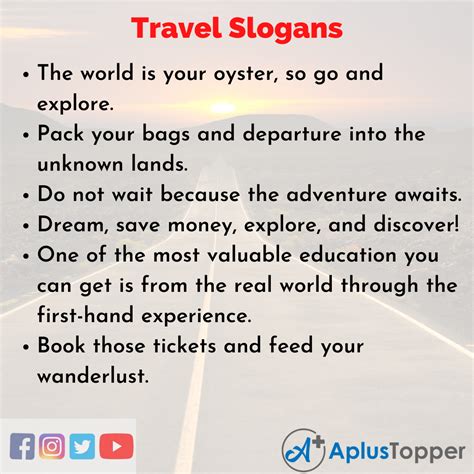 Travel Slogans Unique And Catchy Travel Slogans In English A Plus