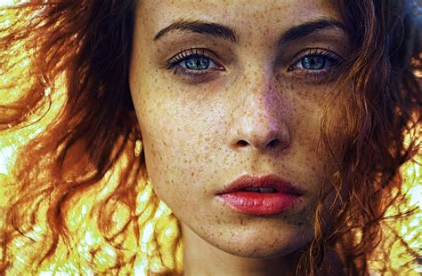 Download Blue Eyes Freckles Redhead Woman Face Hd Wallpaper By Darya Chacheva