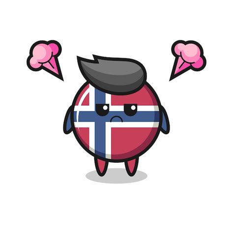Premium Vector Annoyed Expression Of The Cute Norway Flag Badge