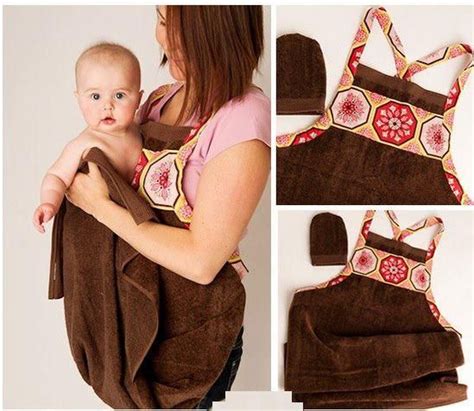 Sew a hooded towel for baby to wrap up in after bath time! Baby Bath Apron Towel and Mitt PDF SEWING PATTERN ...