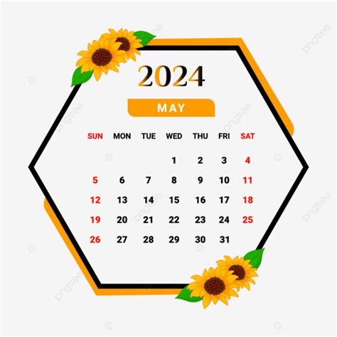 Gambar Kalender Mei 2024 Dengan Bingkai Bunga Unik Vektor Kalender