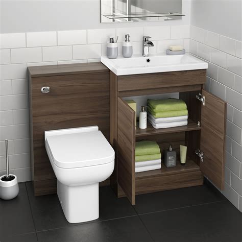Vanity units uk double vanity unit roca bathroom bathroom sinks bathroom ideas basin unit fitted this bathroom system can be combined with different elements to create a custom design. 1100mm Trent Walnut Effect Combined Vanity Unit - Short ...