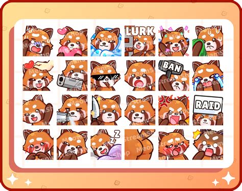 Twitch Emote Cute Red Panda Mega Pack Emotes 24 Emotes Etsy Canada