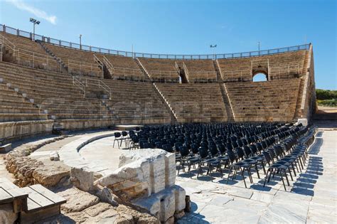 Roman Amphitheater In Caesarea Maritima National Park Israel Stock
