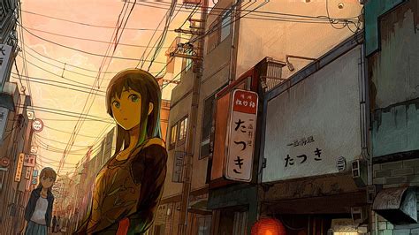 Download Anime Cityscape City Woman Building Street Anime Hd 4k Anime