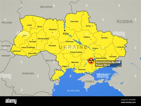 Atomkraftwerk Saporischschja Auf Der Ukraine Karte Mit St Dten Und Regionen Hotspot Des