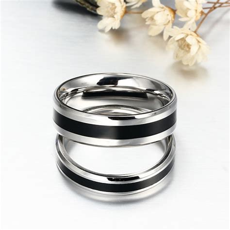 Titanium Black Ring For Couples Simple And Fashion Style Polish Craft