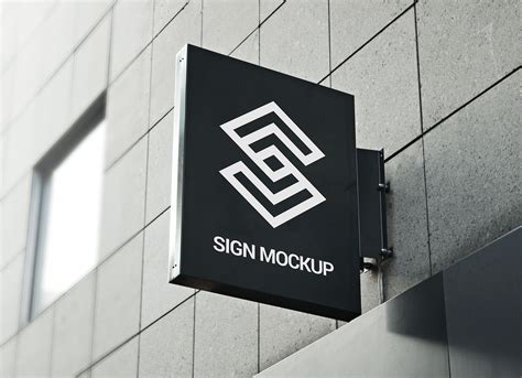 Square Wall Mounted Sign Mockup Free Psd Templates
