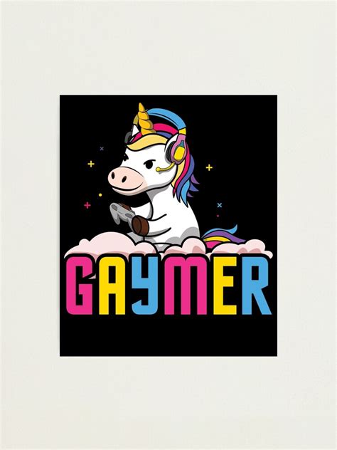 rainbow unicorn gaymer lgbtq gay gamer game gaming photographic print by crisswild redbubble