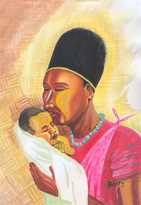 Rwandan Maternal Kiss Painting By Emmanuel Baliyanga