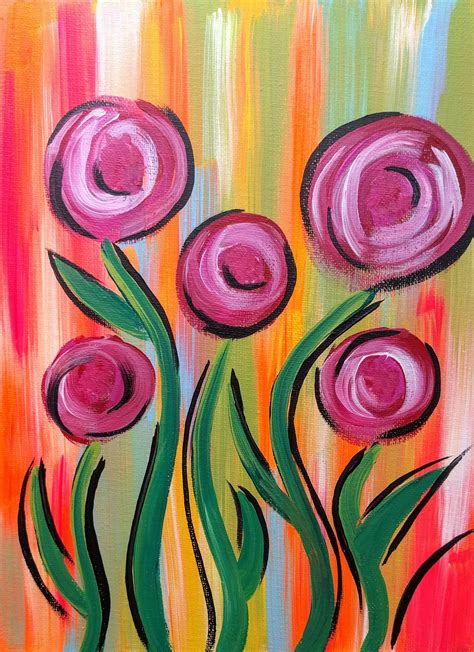Colorful Flower Painting 9x12 Inch Painting Rose Painting Whimsical