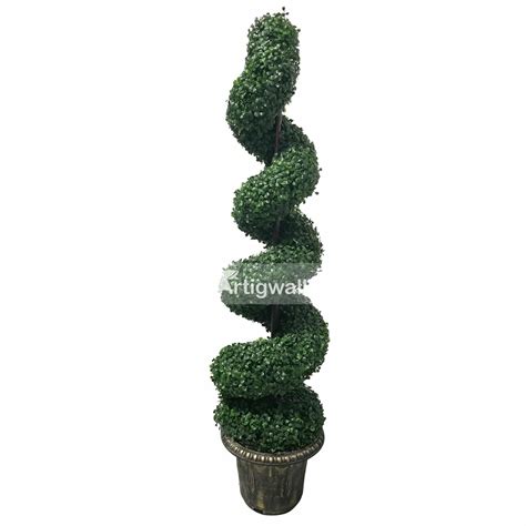 Artificial Topiary Boxwood Spiral Tree Artificial Hedges Green Walls