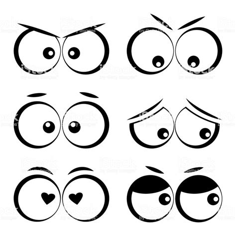Collection Of Cartoon Eyes With Different Emotions Vector Dessin