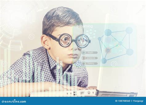 Computer Geek With Laptop Stock Photo Image Of Icons 108708560