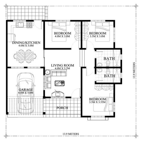 Hasinta Bungalow House Plan With Three Bedrooms Pinoy House Plans