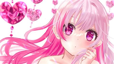Download Pink Anime Aesthetic Girl Hearts Wallpaper