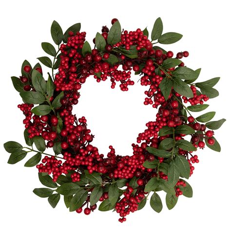 Lush Berry And Leaf Artificial Christmas Wreath 18 Inch Unlit