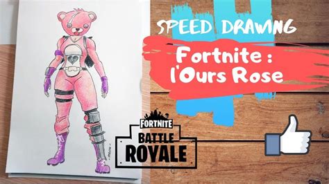 Speed Drawing Pink Bear Lours Rose Fortnite Battle Royale Youtube