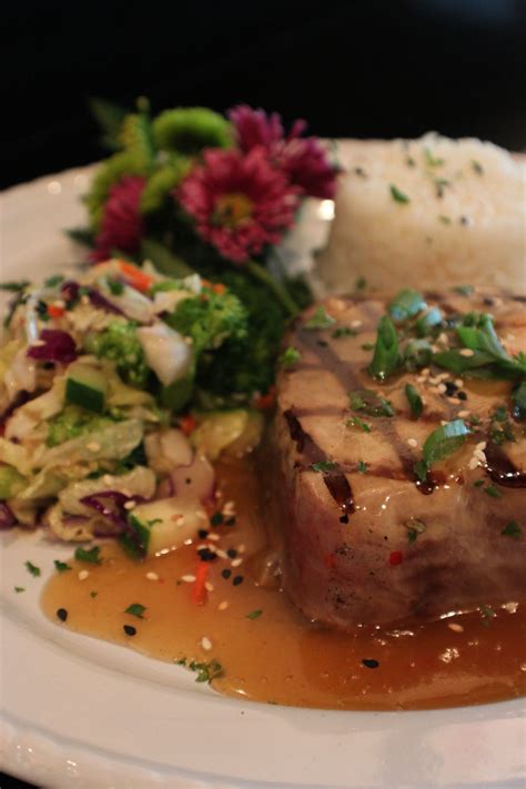 Grilled Albacore Tuna Steak With Plum Wasabi Glaze Seafood Dishes