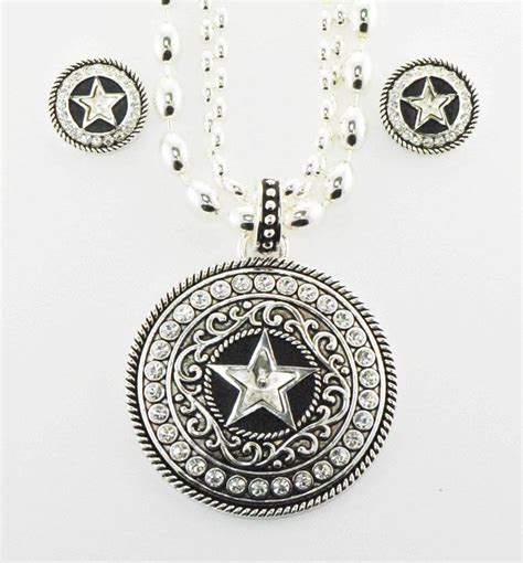 Western Jewelry Antique Silvergold Engraved Star Concho Pendant Kit