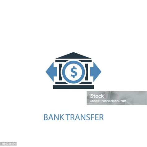 Konsep Transfer Bank 2 Ikon Berwarna Ilustrasi Elemen Biru Sederhana