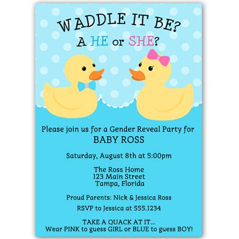 Waddle It Be Gender Reveal Party Invitation The Invite Lady