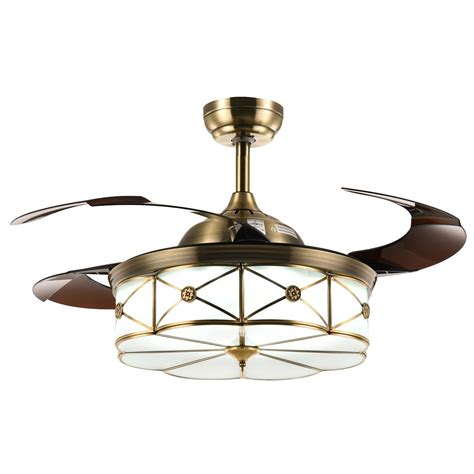 It is a combination of a unique modern crystal chandelier and a ceiling fan, ideal for a small room retractable blades: Modern Invisible Fan with Dimmable Lights, 36" Bronze in ...
