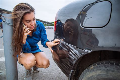 Check spelling or type a new query. Woman Stand Near Scratched Auto Call For Help Car Insurance Stock Photo - Download Image Now ...
