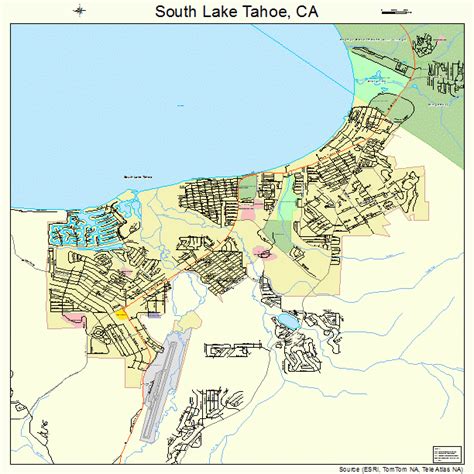 Go right and cross the state line at crystal bay continuing a short distance into california. South Lake Tahoe California Street Map 0673108
