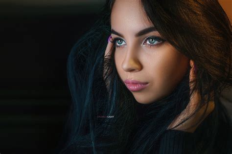 Hd Wallpaper Models Black Hair Blue Eyes Face Girl Woman