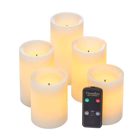 Batteries And Remote Control Timer Real Wax Flameless LED Candle Set