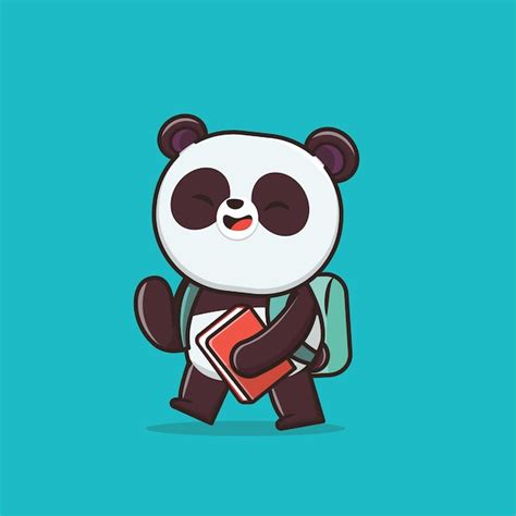 Premium Vector Kawaii Cute Panda Back To School