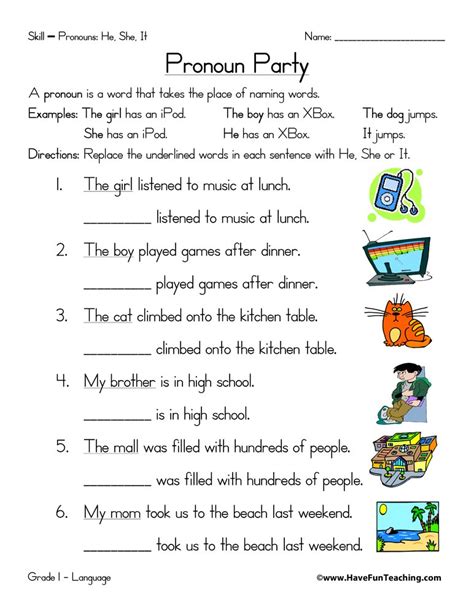 Pronoun Worksheet • Have Fun Teaching