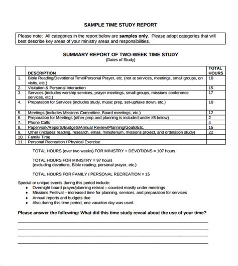 Free 5 Sample Time Study Templates In Pdf