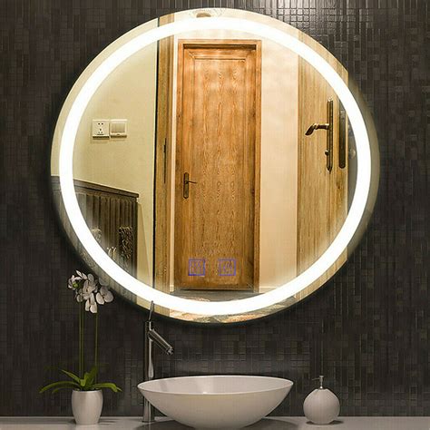 Round Led Bathroom Mirror Illuminated Demister Light Up Anti Fog