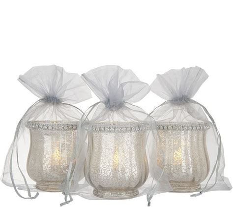 Set Of 3 Mercury Glass Votive Holders W Sheer Bags By Valerie Qvc