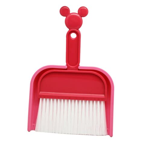 Disneys Mickey Mouse Dark Pink Colored Miniature Broom And Dustpan