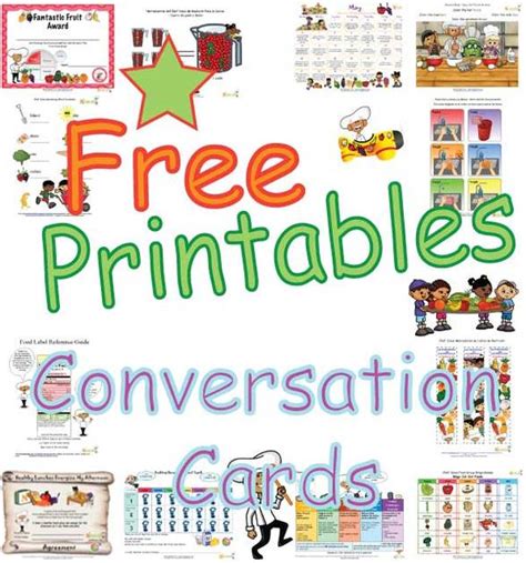 Printable Conversation Cards For Kids Fun Healthy Nutrition Messages
