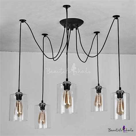 5 Light Swag Pendant Indoor Ceiling Fixture With Clear Glass Shade