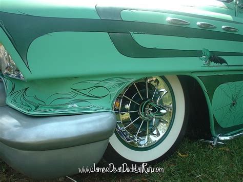 Classic Car Cool Black And White Pinstriping On A Green Classic Sweet