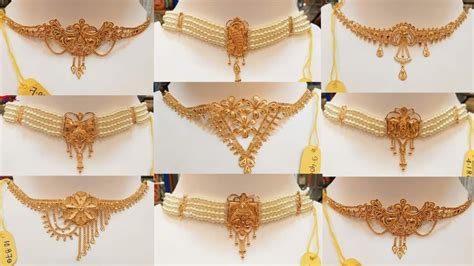 Gold Pearl Choker Necklaces Gold Choker 22k Light Weight Gold