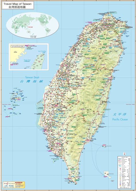 Neighbouring countries include the people's republic of china (prc) to the northwest, japan to the northeast. Taiwan travel map - Taiwan travel guide map (Eastern Asia ...
