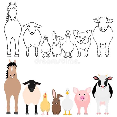 Row Farm Animals Stock Illustrations 155 Row Farm Animals Stock