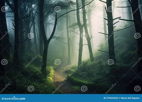 Exploring the Enigmatic Forest S Silky Layers Stock Illustration