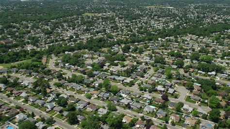 5k Stock Footage Aerial Video Flying By Suburban Neighborhoods In Farmingdale New York Aerial