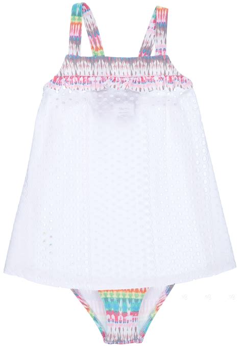 Maricruz Moda Infantil Conjunto Niña Vestido Perforado Blanco And Culetín