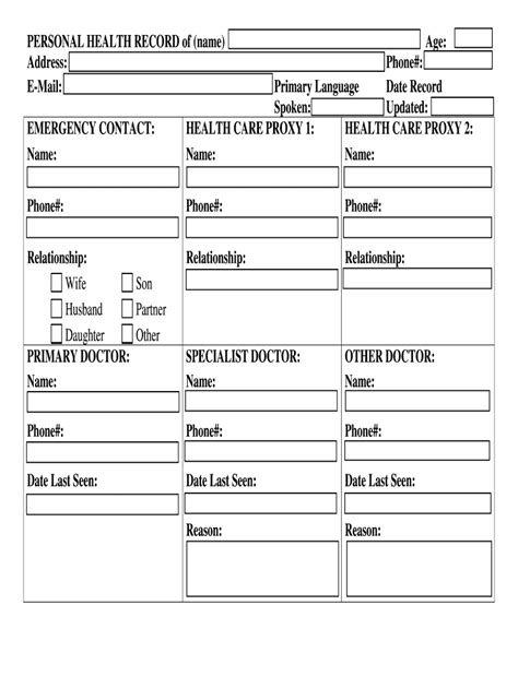 Ges Personal Record Form Fill Online Printable